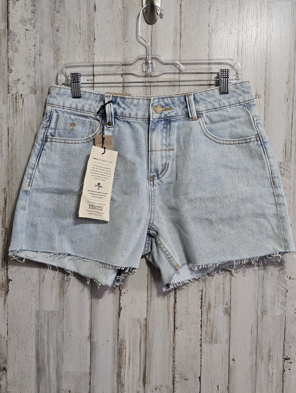 Thrills Erica Mid Rise Cut Off Light Wash Denim Shorts Size 8 30